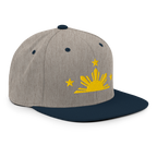 Three Stars & Half-Sun + Script - wool blend flat bill hat - Black