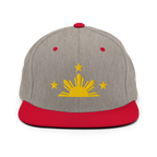 Three Stars & Half-Sun + Script - wool blend flat bill hat - Green Camo