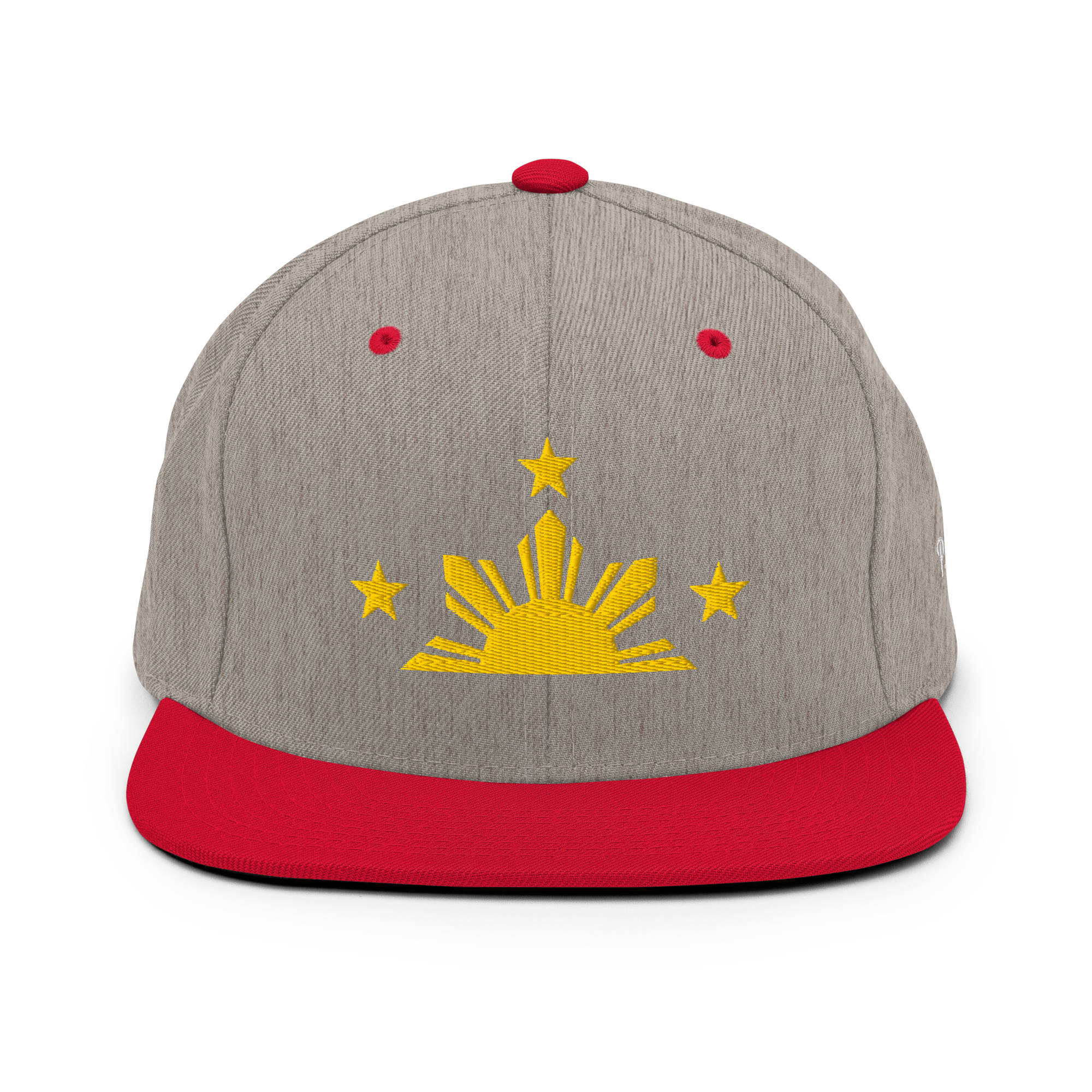 Three Stars & Half-Sun + Script - wool blend flat bill hat - Green Camo