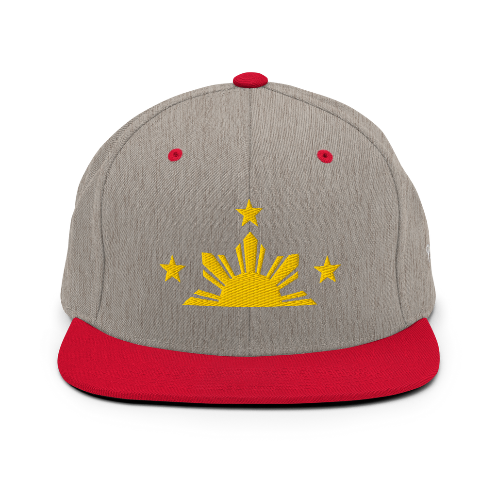 Three Stars & Half-Sun + Script - wool blend flat bill hat - Royal Blue