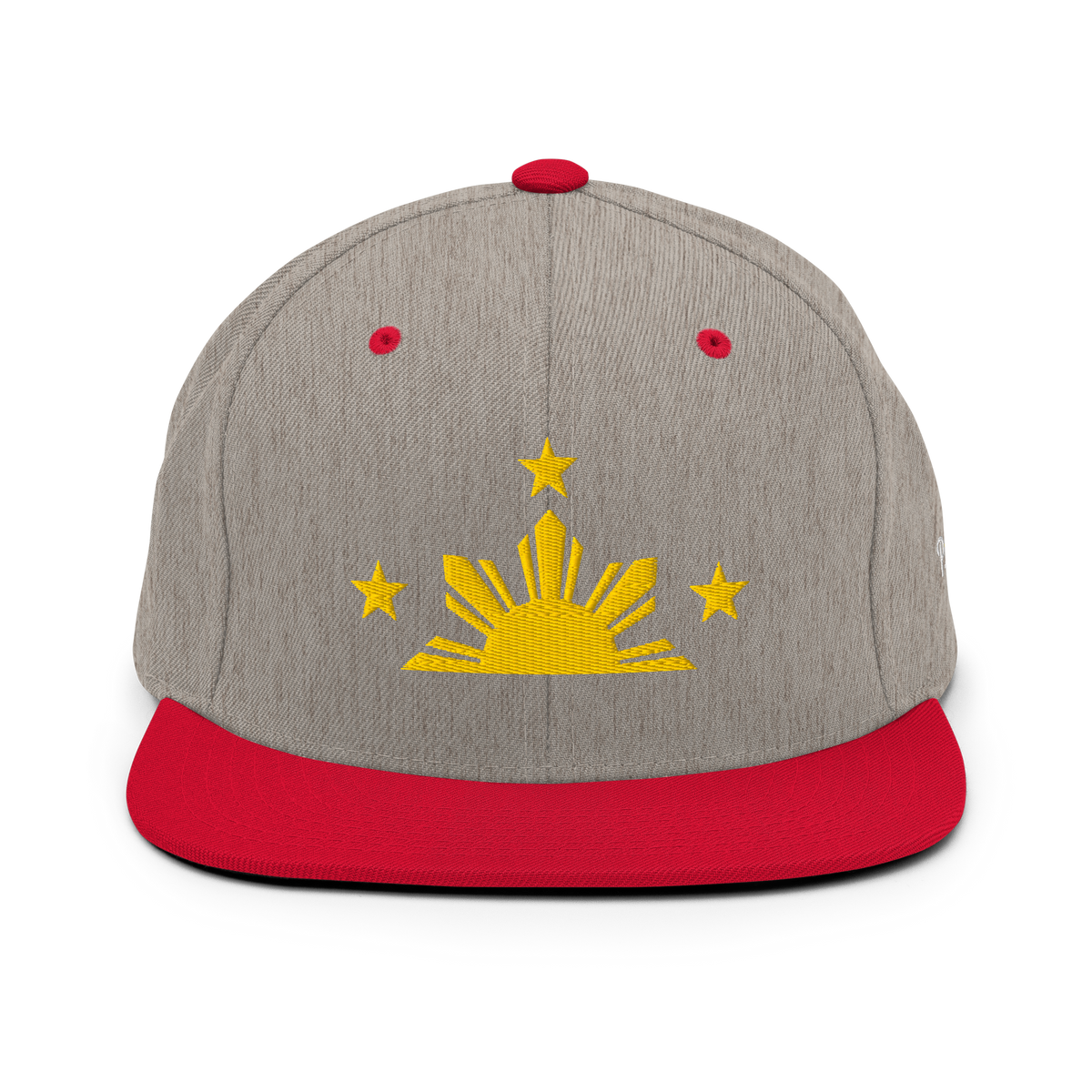 Three Stars & Half-Sun + Script - wool blend flat bill hat - Natural/Black