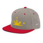 Three Stars & Half-Sun + Script - wool blend flat bill hat - Green Camo