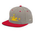 Three Stars & Half-Sun + Script - wool blend flat bill hat - Heather Grey/Red