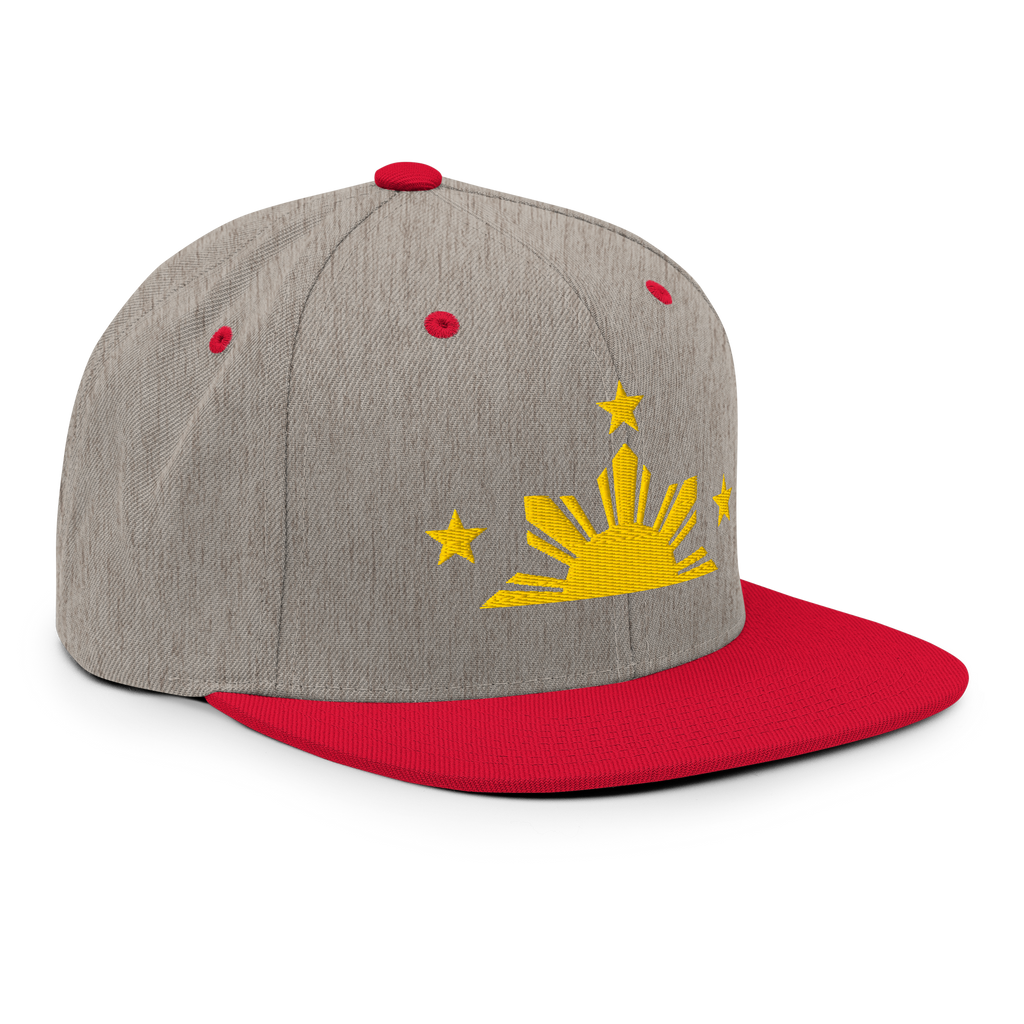 Three Stars & Half-Sun + Script - wool blend flat bill hat - Silver