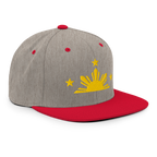 Three Stars & Half-Sun + Script - wool blend flat bill hat - Silver