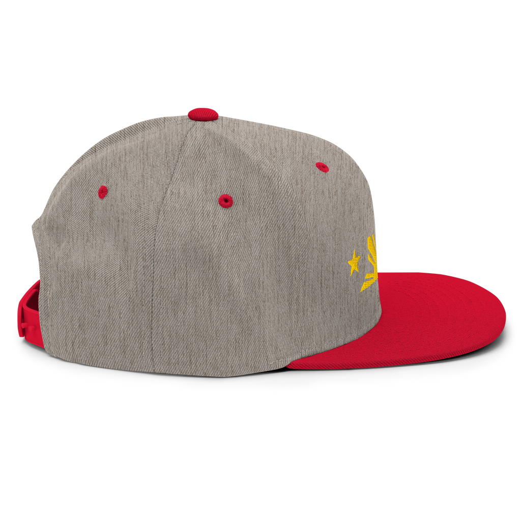 Three Stars & Half-Sun + Script - wool blend flat bill hat - Green Camo