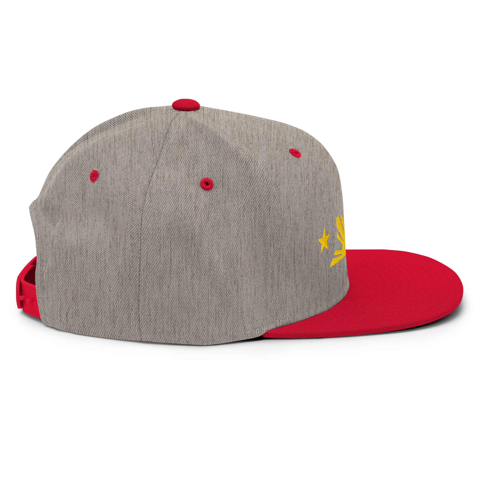 Three Stars & Half-Sun + Script - wool blend flat bill hat - Natural/Black