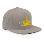 Three Stars & Half-Sun + Script - wool blend flat bill hat - Natural/Black