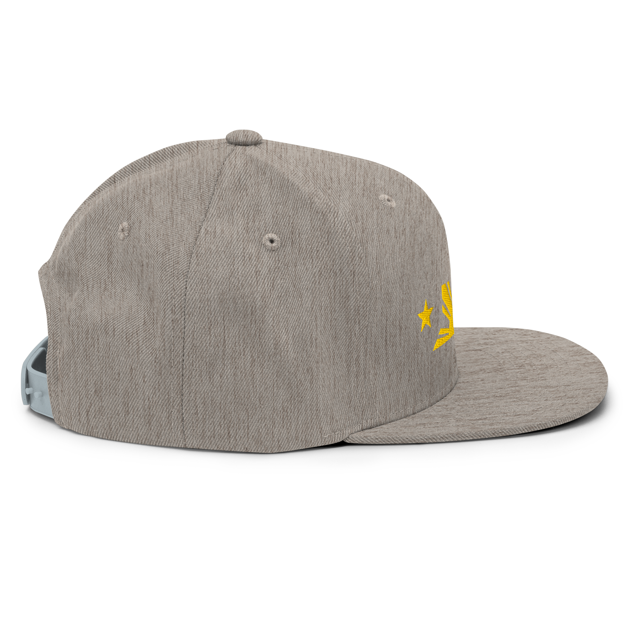 Three Stars & Half-Sun + Script - wool blend flat bill hat - Silver