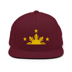 Three Stars & Half-Sun + Script - wool blend flat bill hat - Green Camo