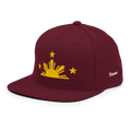 Three Stars & Half-Sun + Script - wool blend flat bill hat - Maroon
