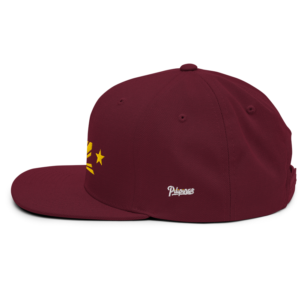 Three Stars & Half-Sun + Script - wool blend flat bill hat - Natural/Black