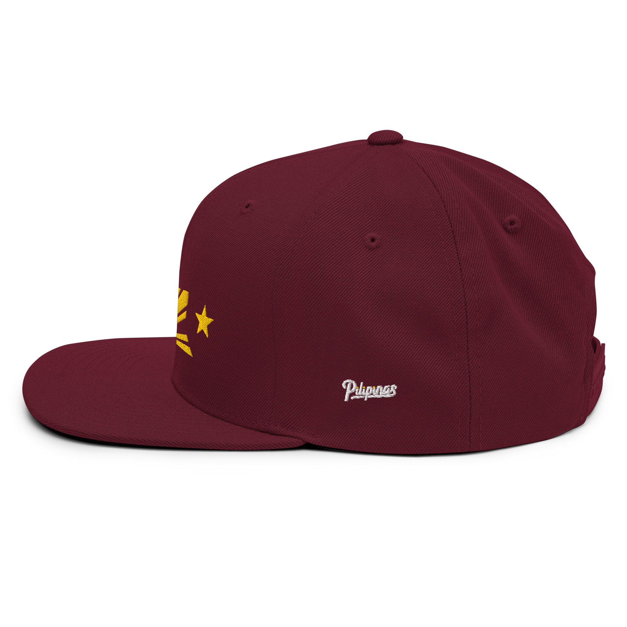 Three Stars & Half-Sun + Script - wool blend flat bill hat - Natural/Black