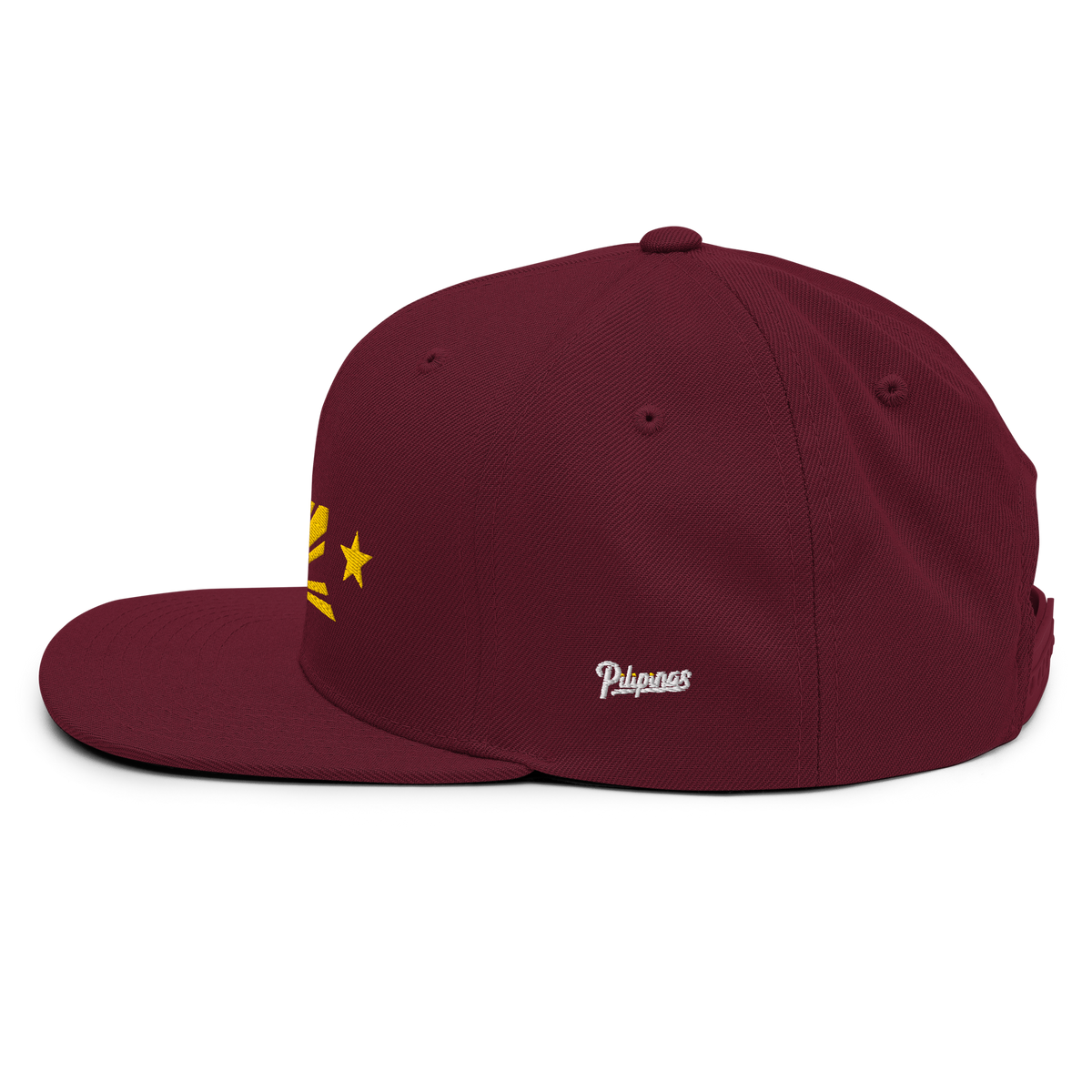 Three Stars & Half-Sun + Script - wool blend flat bill hat - Black/Red