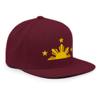 Three Stars & Half-Sun + Script - wool blend flat bill hat - Natural/Black