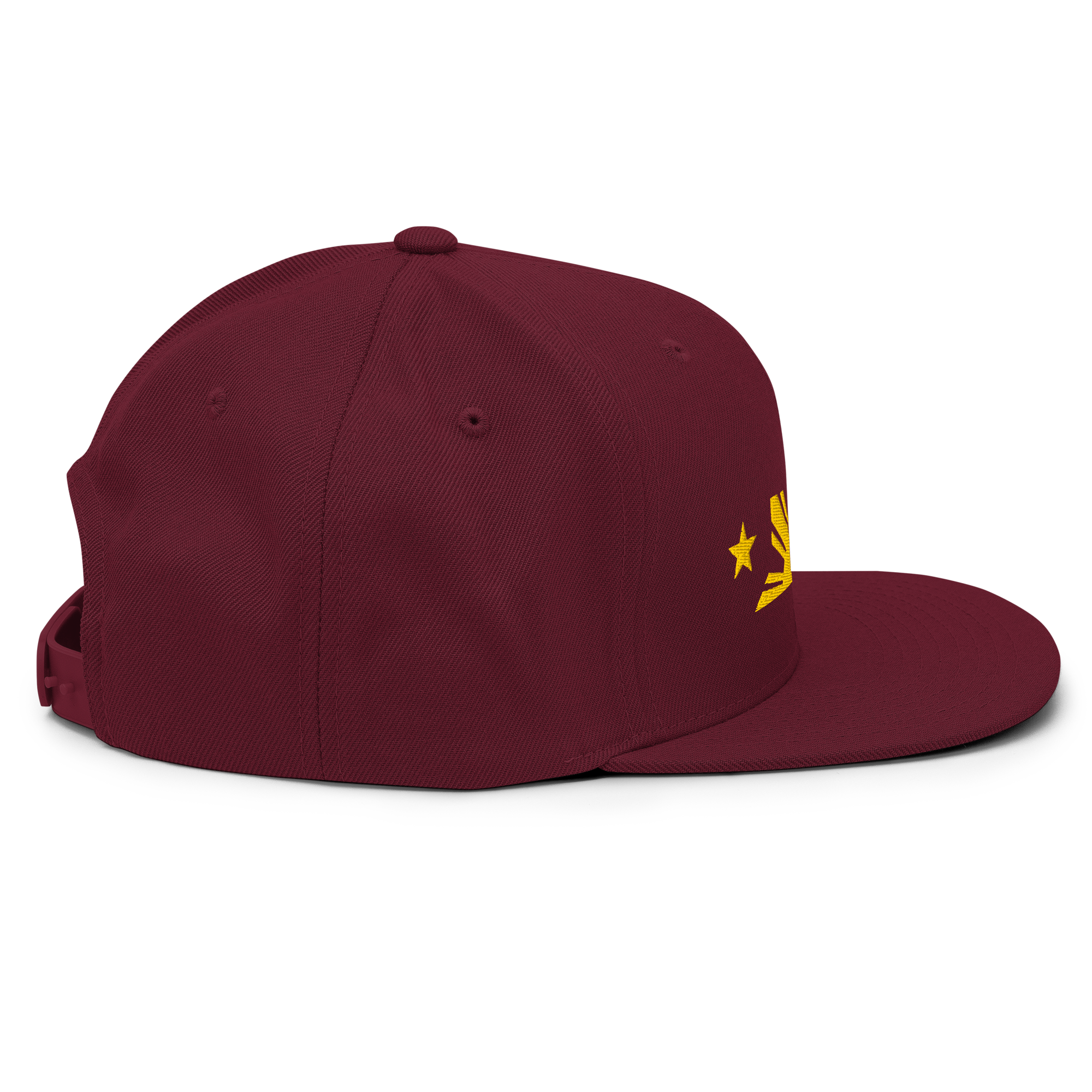 Three Stars & Half-Sun + Script - wool blend flat bill hat - Natural/Black