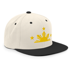 Three Stars & Half-Sun + Script - wool blend flat bill hat - Silver