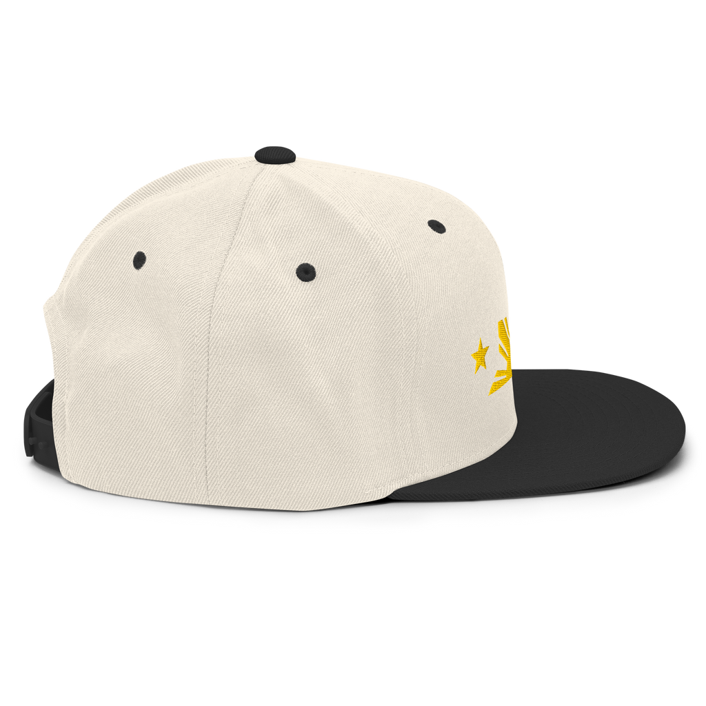 Three Stars & Half-Sun + Script - wool blend flat bill hat - Green Camo
