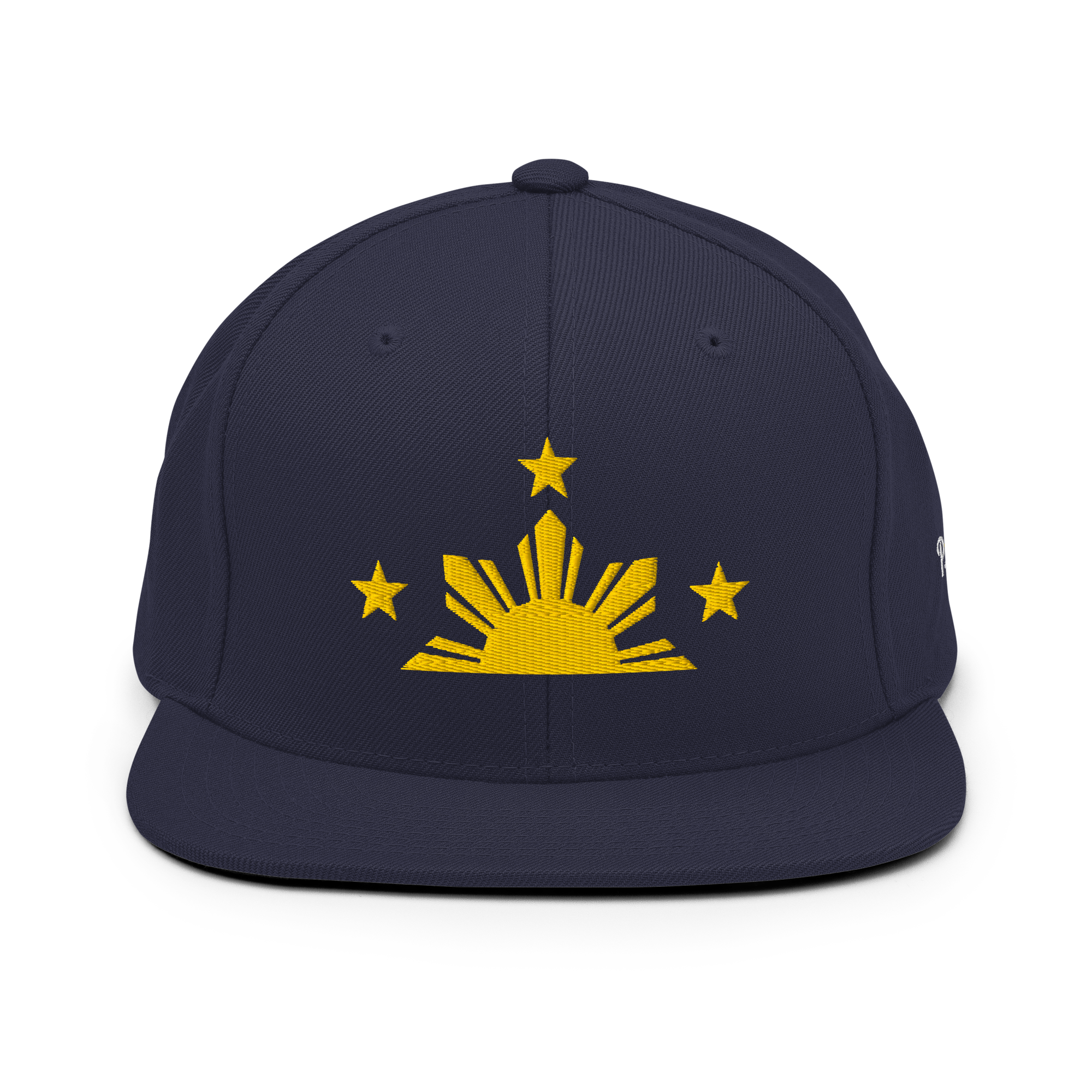 Three Stars & Half-Sun + Script - wool blend flat bill hat - Black