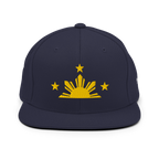 Three Stars & Half-Sun + Script - wool blend flat bill hat - Green Camo