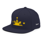 Three Stars & Half-Sun + Script - wool blend flat bill hat - Green Camo
