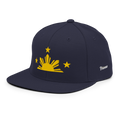Three Stars & Half-Sun + Script - wool blend flat bill hat - Navy