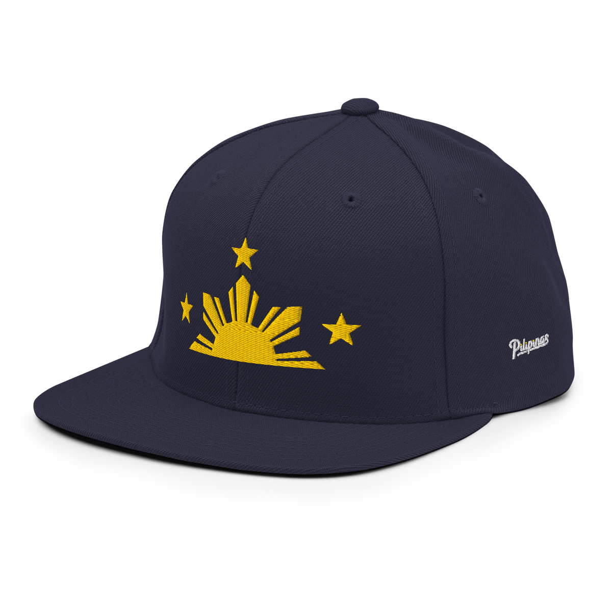 Three Stars & Half-Sun + Script - wool blend flat bill hat - Silver