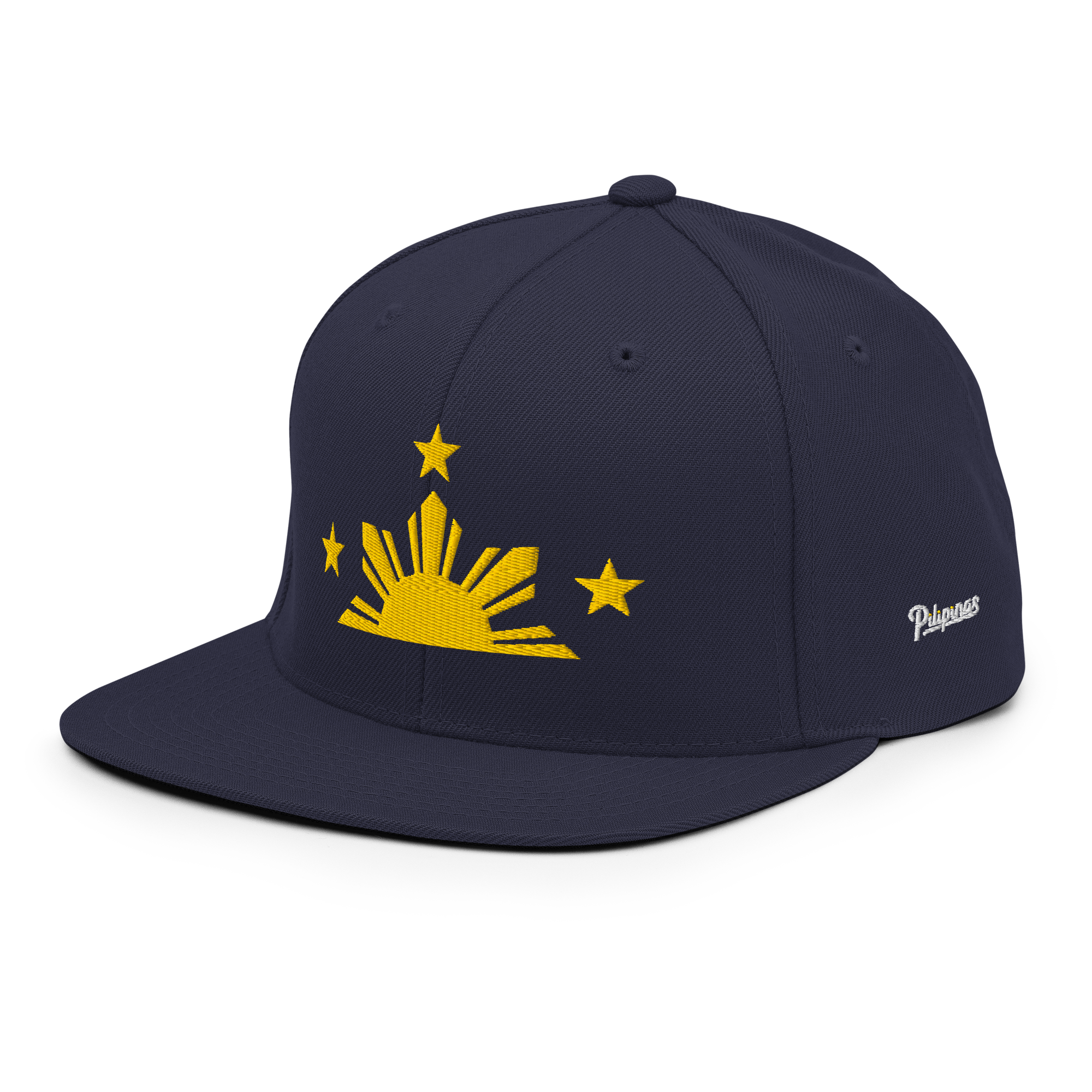 Three Stars & Half-Sun + Script - wool blend flat bill hat - Black/Red