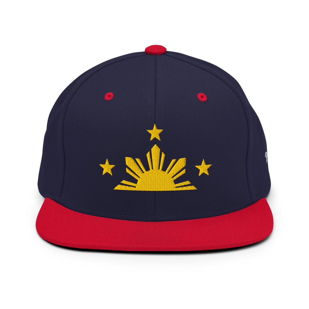 Three Stars & Half-Sun + Script - wool blend flat bill hat - Natural/Black