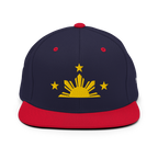 Three Stars & Half-Sun + Script - wool blend flat bill hat - Natural/Black