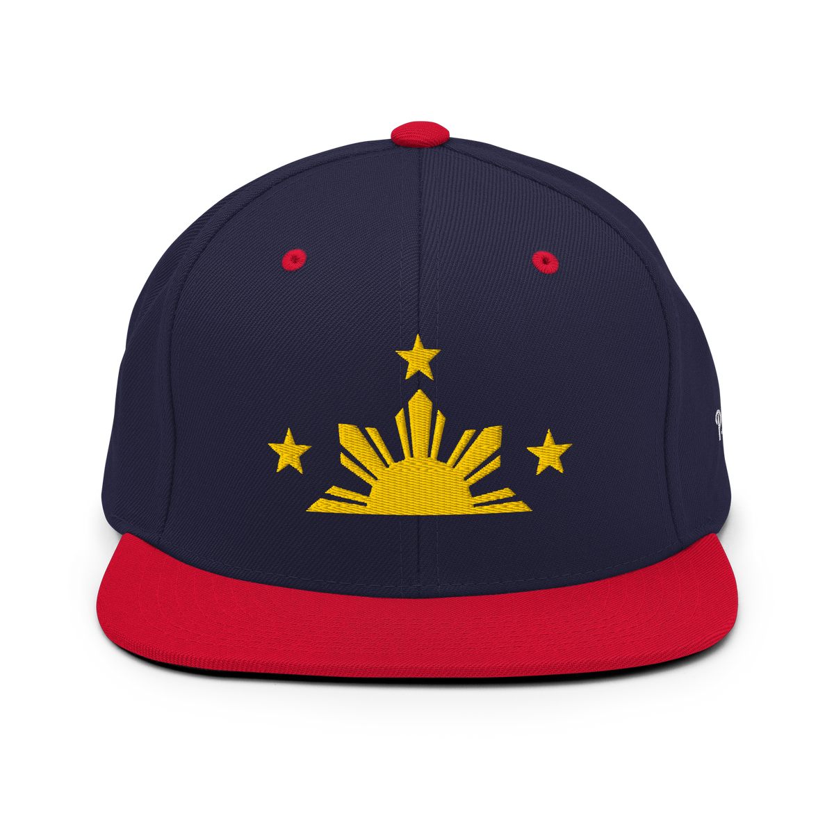 Three Stars & Half-Sun + Script - wool blend flat bill hat - Black
