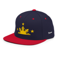 Three Stars & Half-Sun + Script - wool blend flat bill hat - Navy/Red