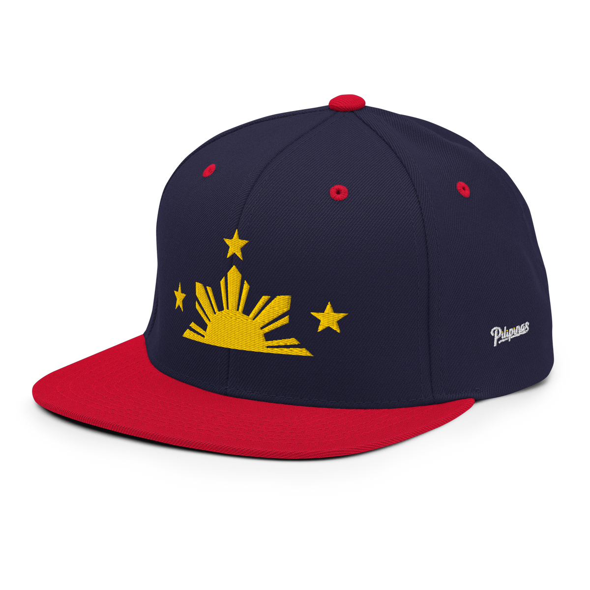 Three Stars & Half-Sun + Script - wool blend flat bill hat - Black/Silver