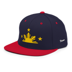 Three Stars & Half-Sun + Script - wool blend flat bill hat - Navy