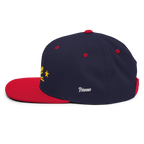 Three Stars & Half-Sun + Script - wool blend flat bill hat - Natural/Black