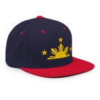 Three Stars & Half-Sun + Script - wool blend flat bill hat - Natural/Black