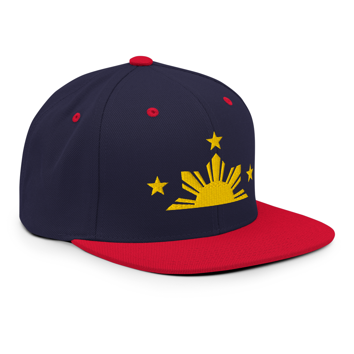 Three Stars & Half-Sun + Script - wool blend flat bill hat - Natural/Black