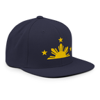Three Stars & Half-Sun + Script - wool blend flat bill hat - Black/Red