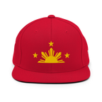 Three Stars & Half-Sun + Script - wool blend flat bill hat - Black/Red