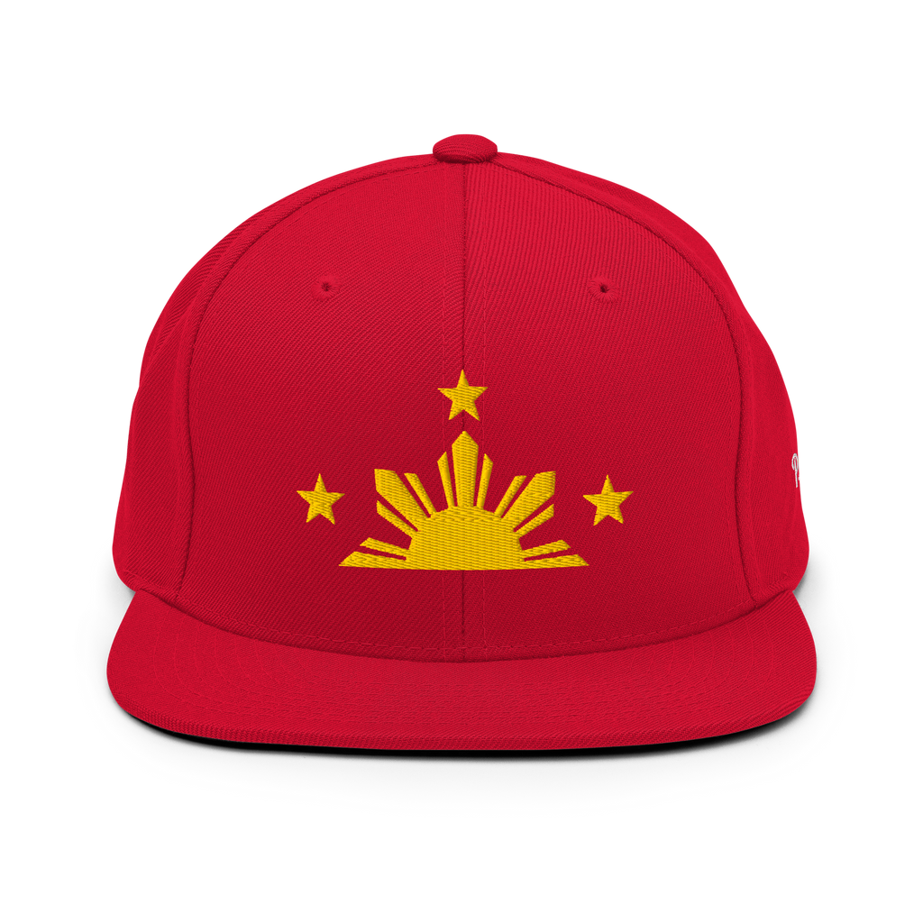 Three Stars & Half-Sun + Script - wool blend flat bill hat - Natural/Black