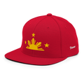Three Stars & Half-Sun + Script - wool blend flat bill hat - Red