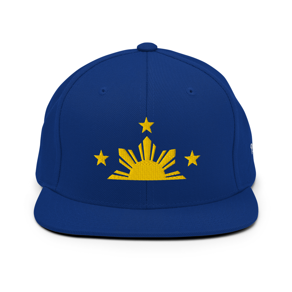 Three Stars & Half-Sun + Script - wool blend flat bill hat - Silver