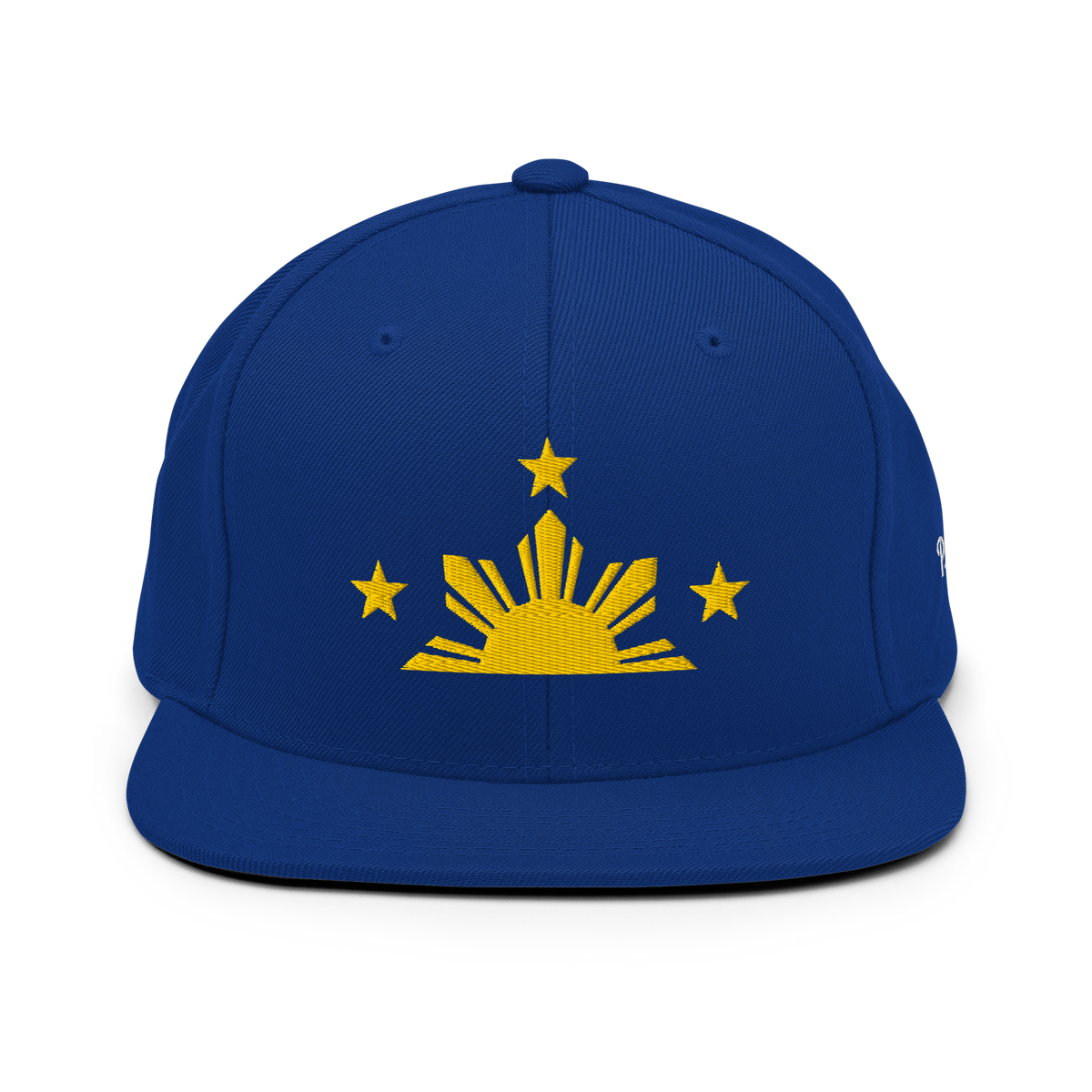 Three Stars & Half-Sun + Script - wool blend flat bill hat - Natural/Black