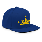 Three Stars & Half-Sun + Script - wool blend flat bill hat - Black/Red