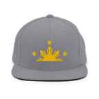 Three Stars & Half-Sun + Script - wool blend flat bill hat - Natural/Black