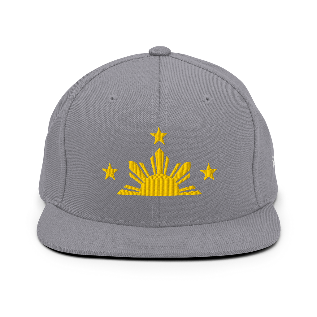 Three Stars & Half-Sun + Script - wool blend flat bill hat - Green Camo