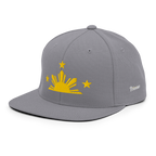 Three Stars & Half-Sun + Script - wool blend flat bill hat - Natural/Black