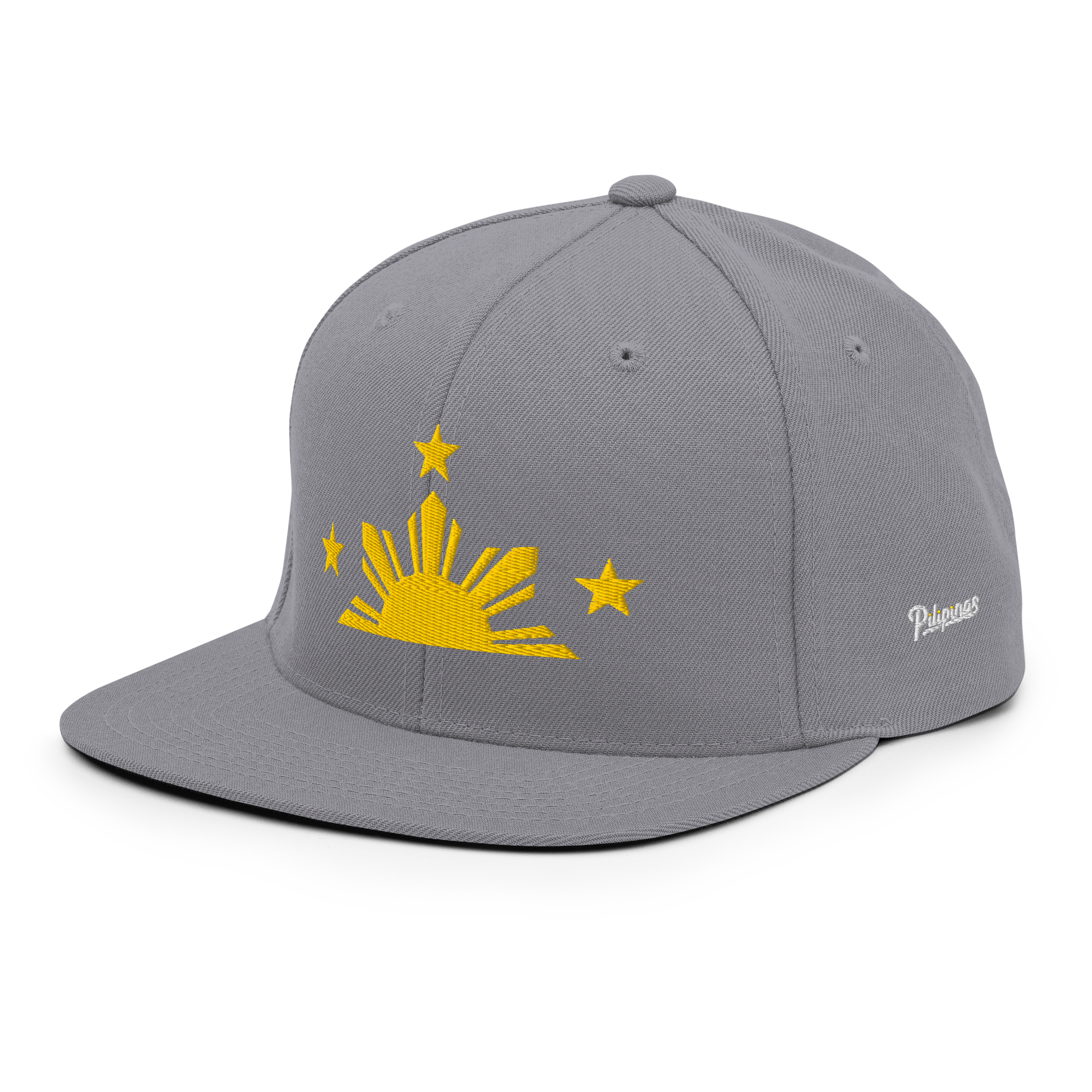 Three Stars & Half-Sun + Script - wool blend flat bill hat - Natural/Black