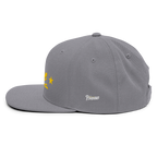 Three Stars & Half-Sun + Script - wool blend flat bill hat - Natural/Black