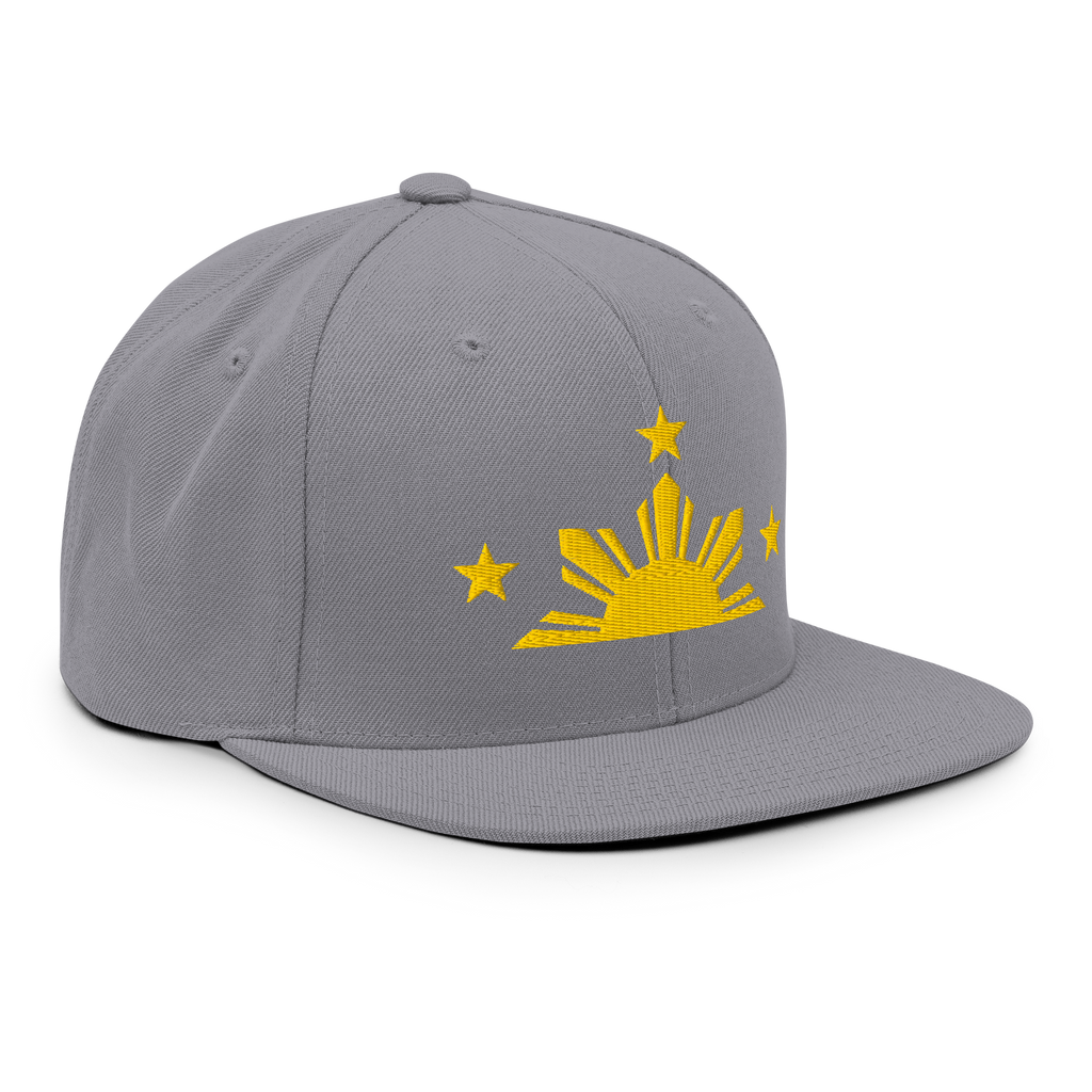 Three Stars & Half-Sun + Script - wool blend flat bill hat - Natural/Black
